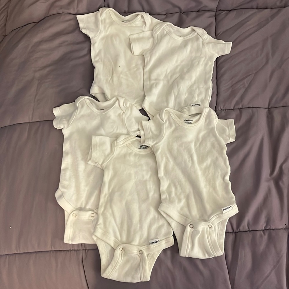 Pack of 5 Plain White Onsie White T-Shirt